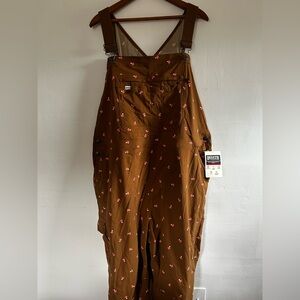 Women's Mushroom Print Heirloom Gardening Bib Overalls Duluth Trading XXL S